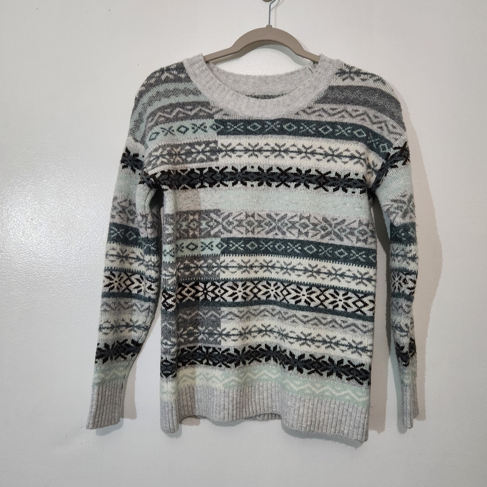 LOFT Marled Chunky Knit Pullover Sweater Small Petite SP Crewneck Cozy Winter